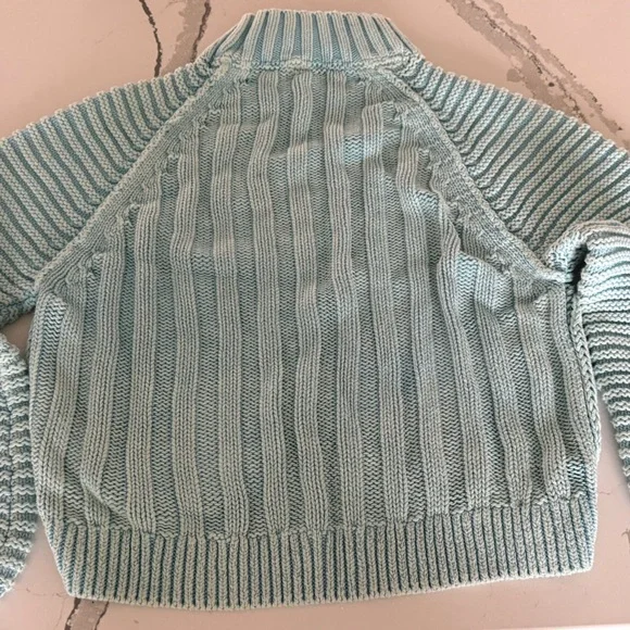 Free People Light Blue Women's Cowl 100% Cotton Sweater - Picture 4 of 7